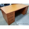 Maple Bow Front Straight Desk w/ Dual Pedestal